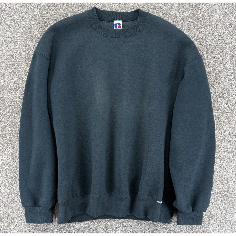 Vintage Russell Athletic Sweatshirt Men's XL Dark Teal Blue Fleece Crew USA 90s